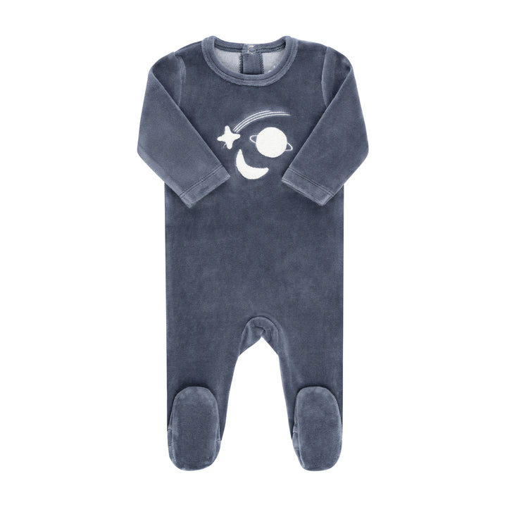 Ely's & Co Navy Velour Celestial Footie