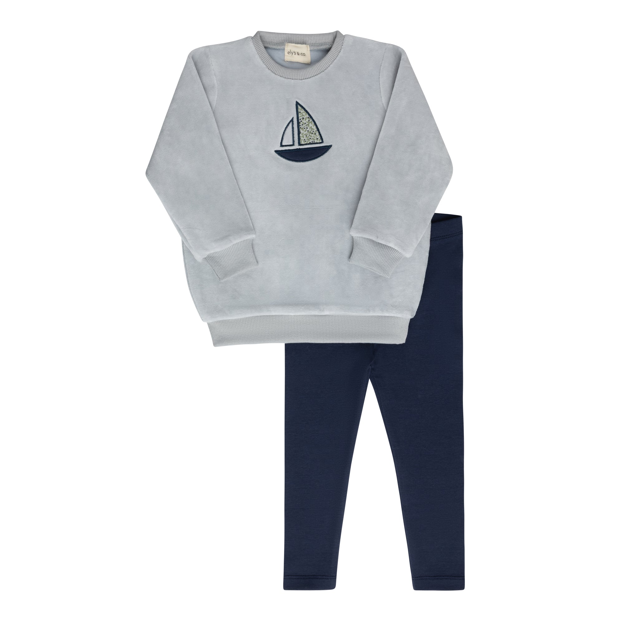 Ely’s & Co. – Boy Embroidered Berry 2-Piece Set | Blue
