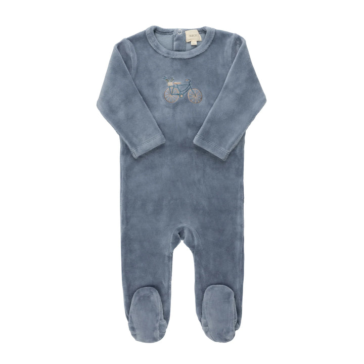 Aurora Blue Velour Bicycle Footie