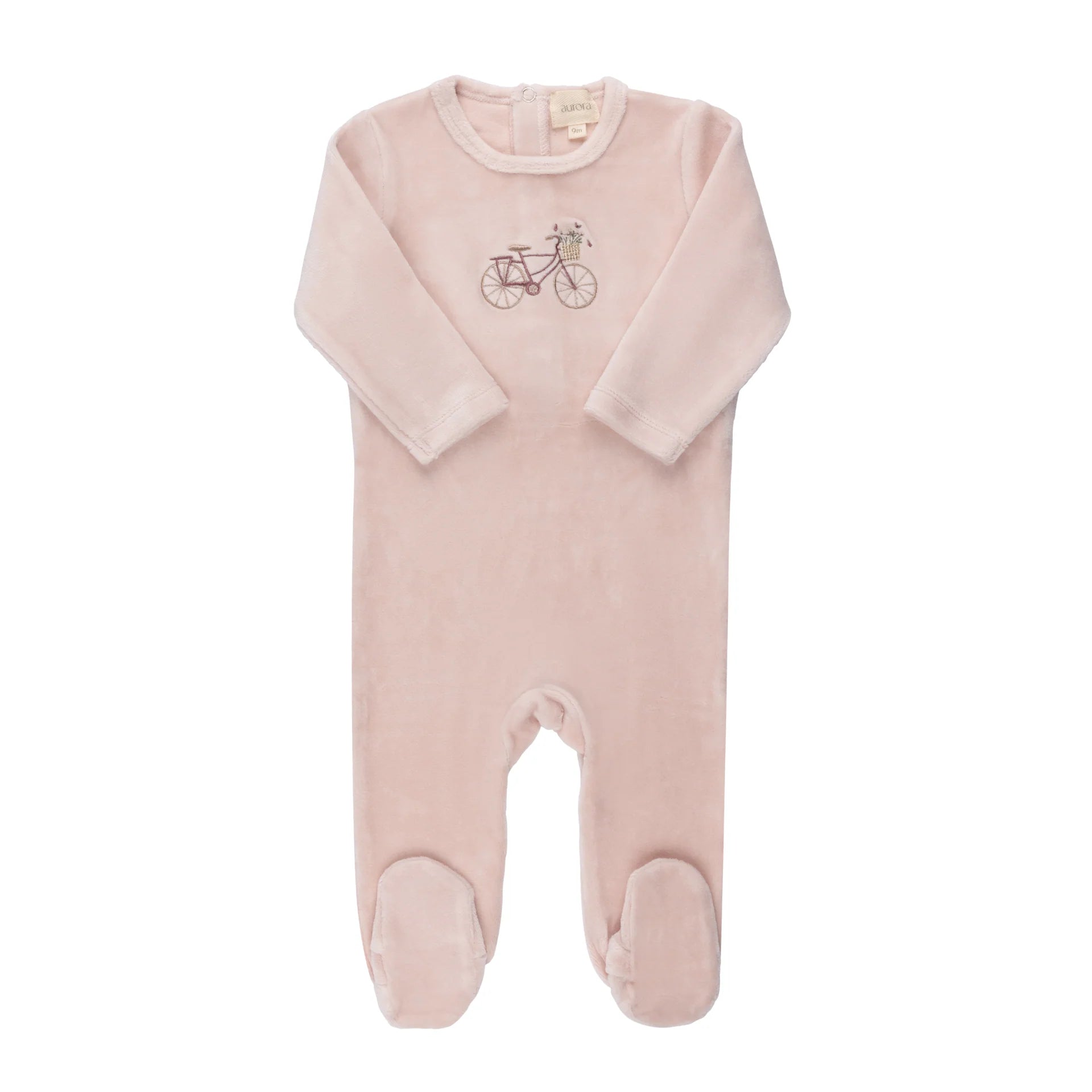 Aurora Pink Velour Bicycle Footie