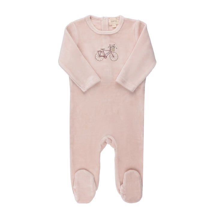 Aurora Pink Velour Bicycle Footie