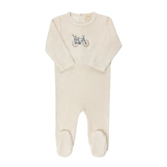 Aurora Ivory Boys Velour Bicycle Footie