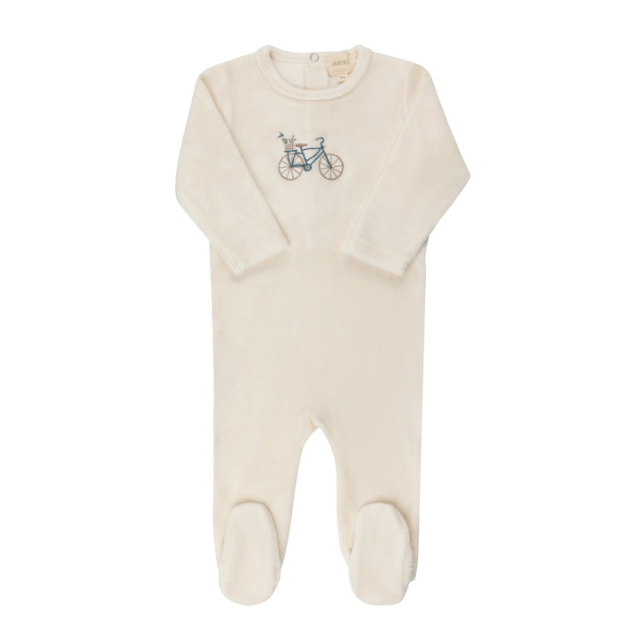 Aurora Ivory Boys Velour Bicycle Footie
