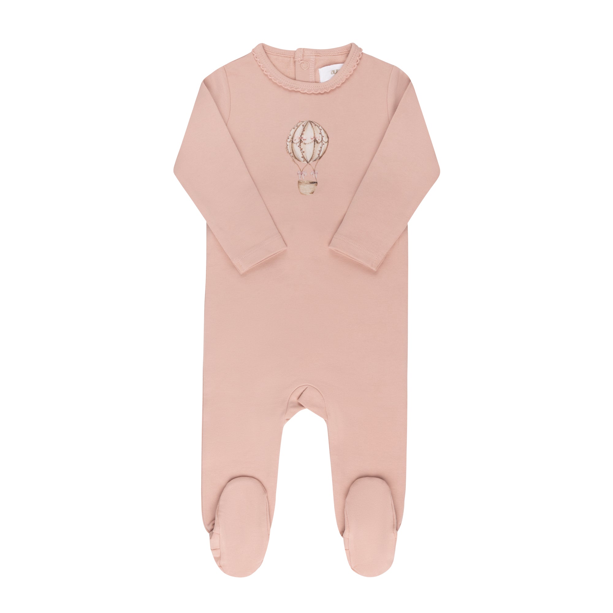 Aurora Pink French Terry Hot Air Balloon Footie