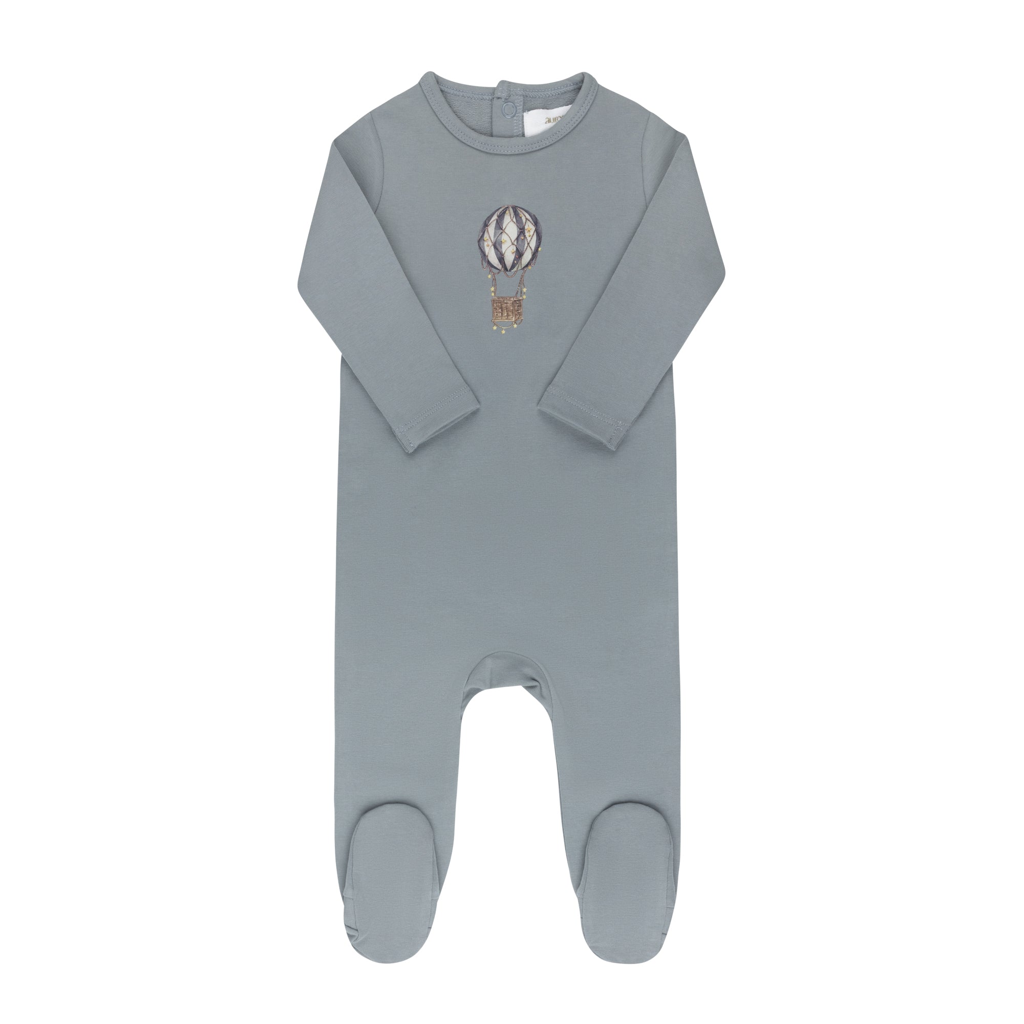 Aurora Blue French Terry Hot Air Balloon Footie
