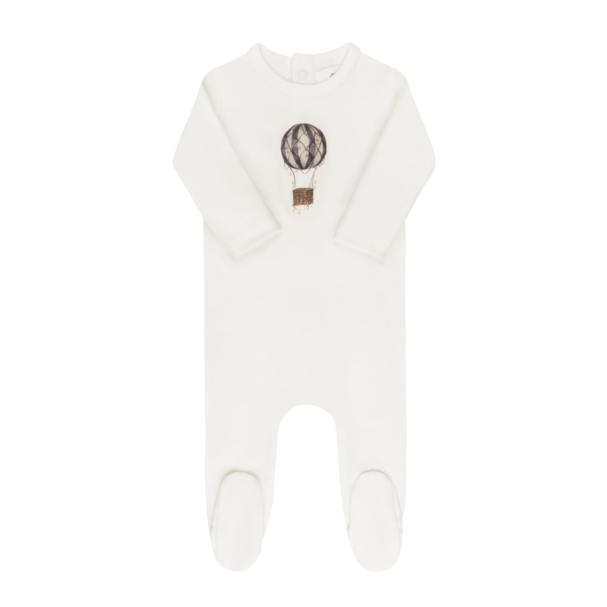 Aurora Ivory/Blue French Terry Hot Air Balloon Footie