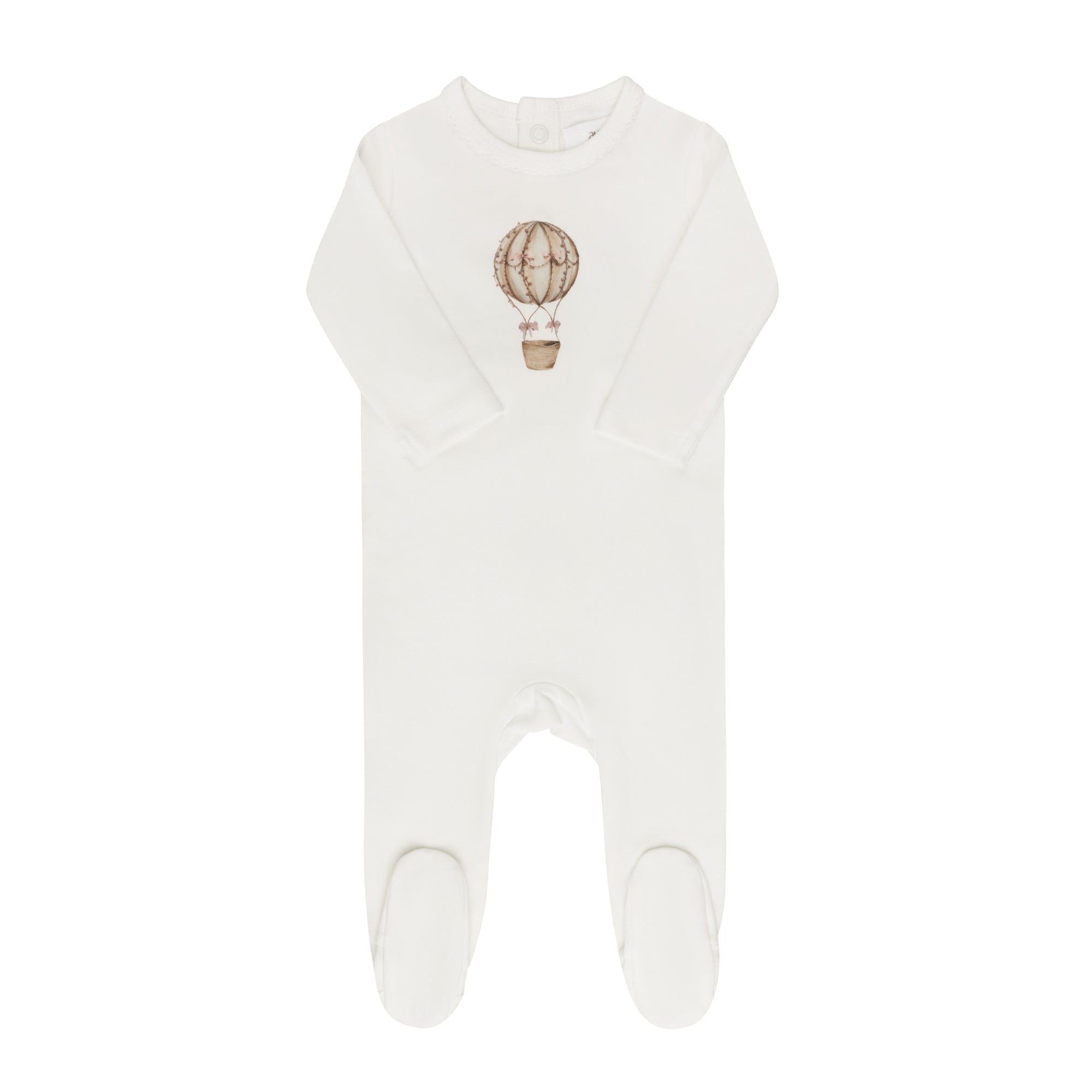 Aurora Ivory/Pink French Terry Hot Air Balloon Footie