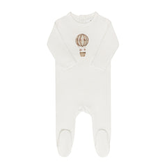Aurora Ivory/Pink French Terry Hot Air Balloon Footie
