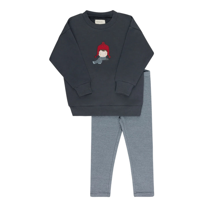 Ely's & Co Navy Autumn Kids Sweatshirt & Leggings Set