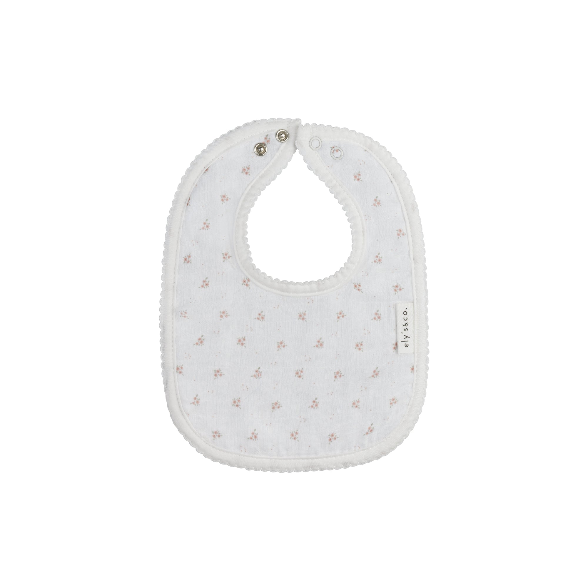 Ely’s & Co. – Girl Rosebud Bib | Ivory & Pink
