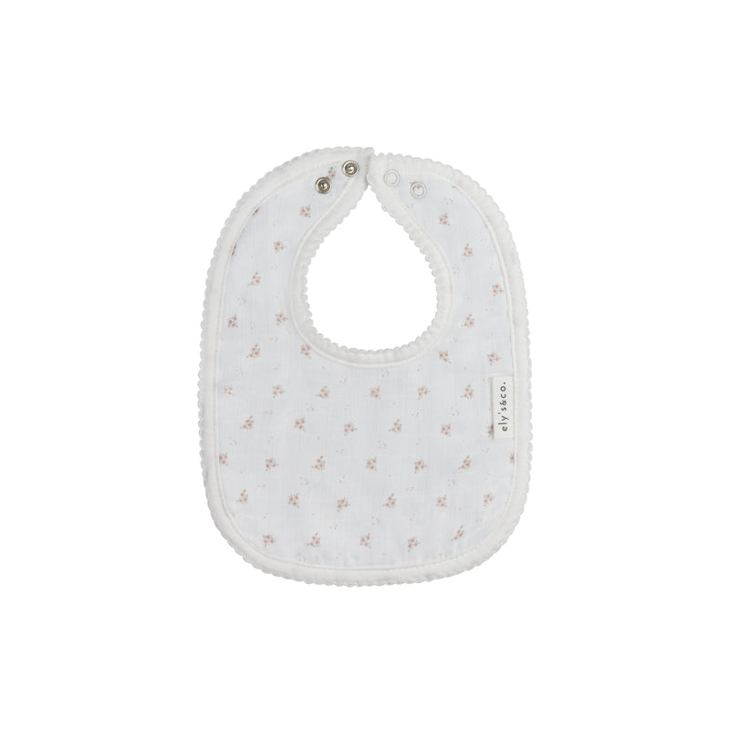 Ely’s & Co. – Girl Rosebud Bib | Ivory & Pink