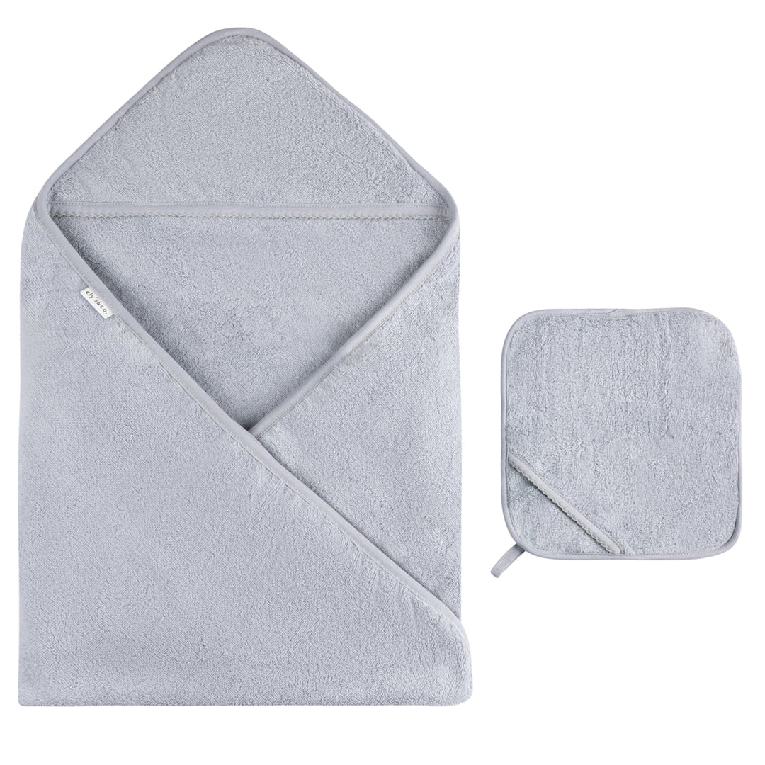 Ely's & Co Solid Scalloped Hooded Towel + Washcloth Set