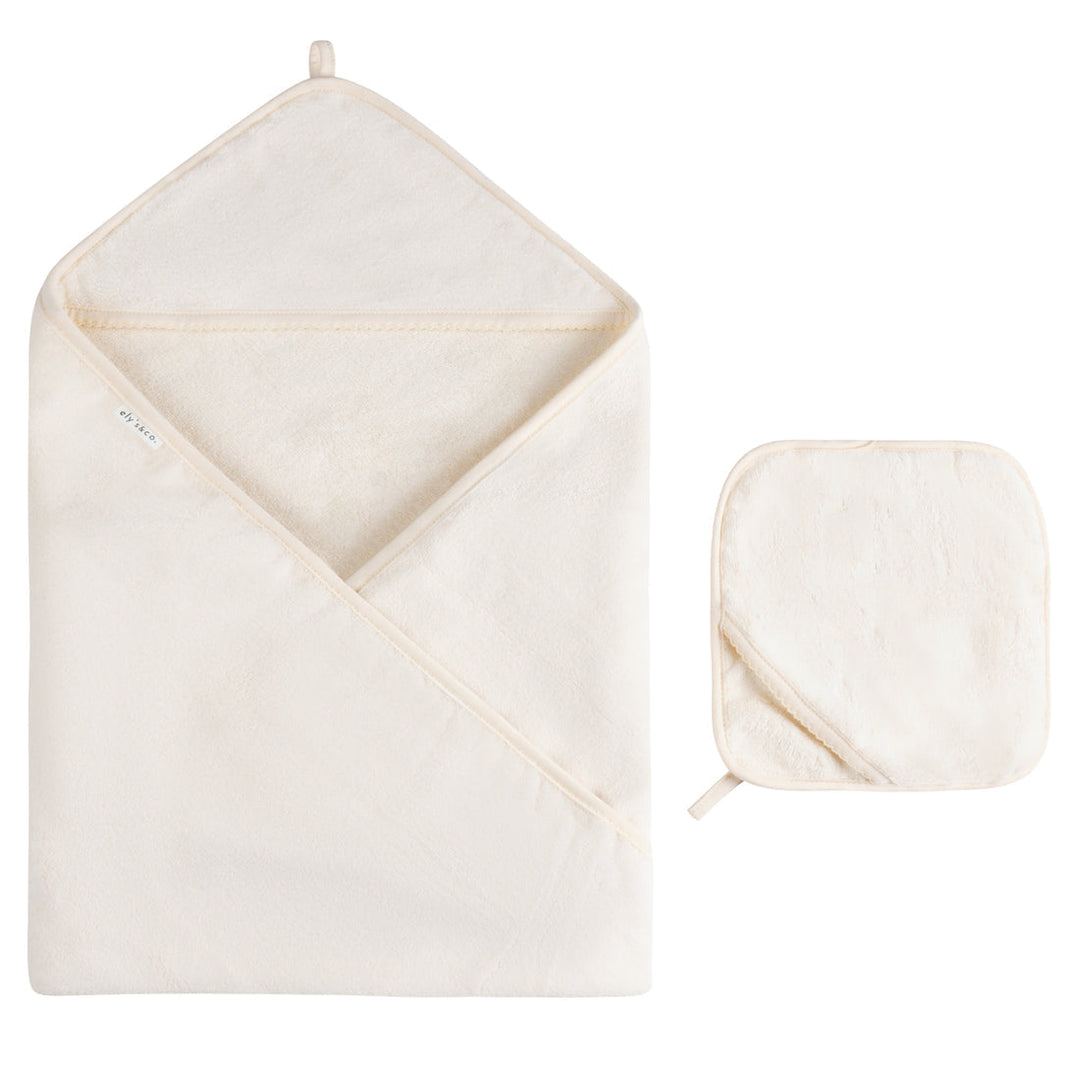 Ely's & Co Solid Scalloped Hooded Towel + Washcloth Set
