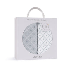 Aurora Blue 2 Pack Muslin Swaddles