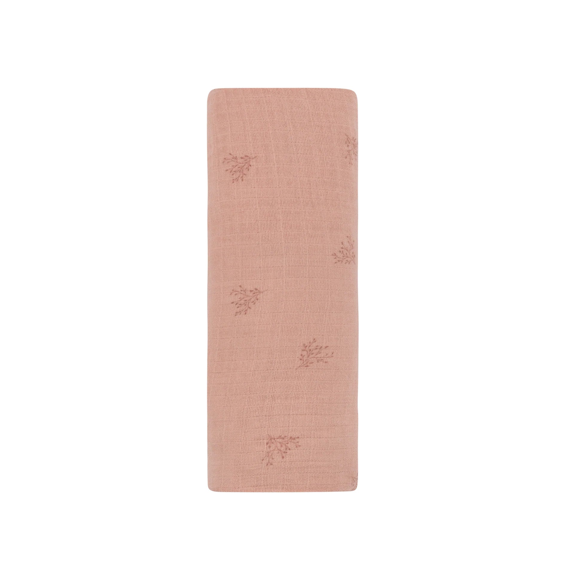 Ely's & Co Pink Leaf Muslin Swaddle