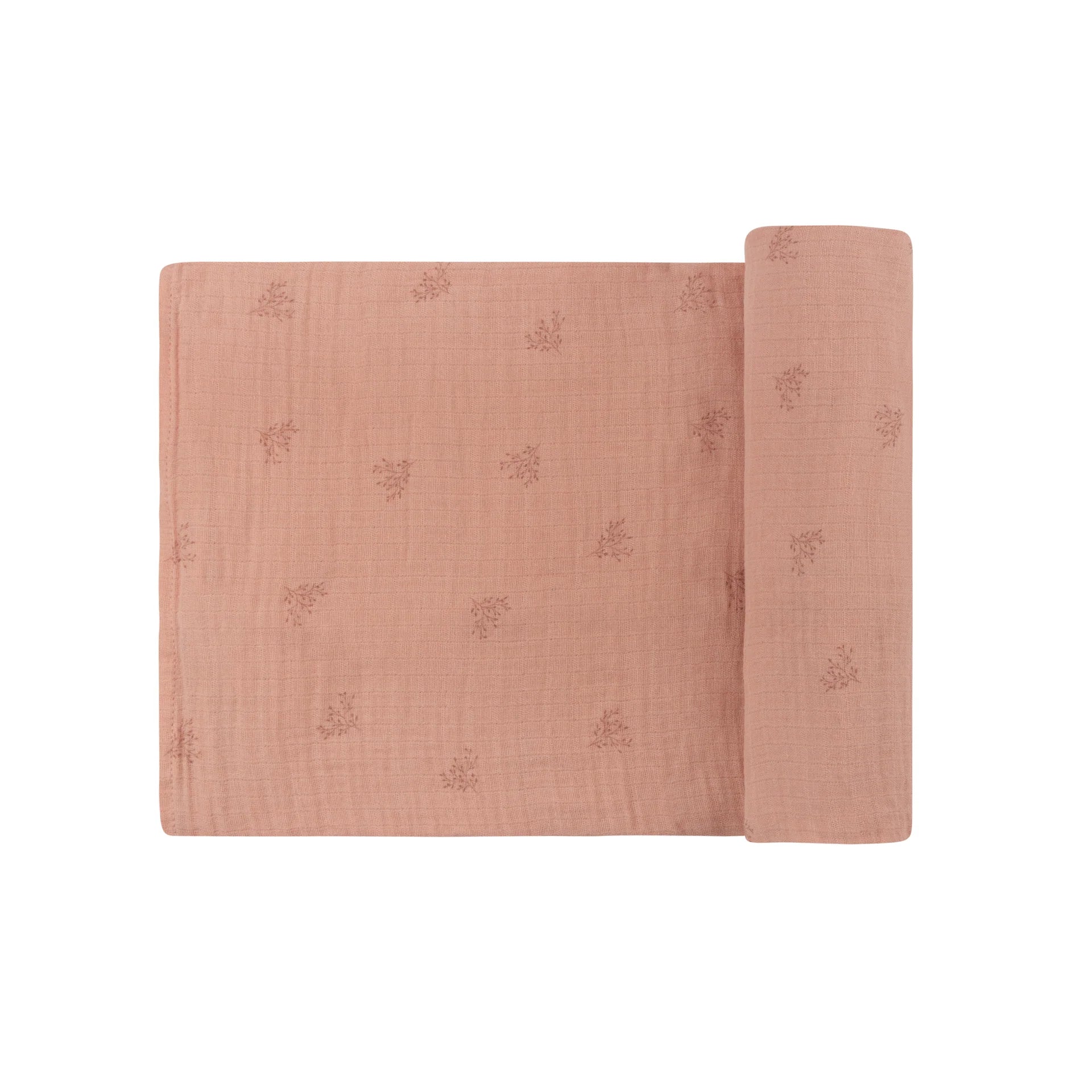 Ely's & Co Pink Leaf Muslin Swaddle