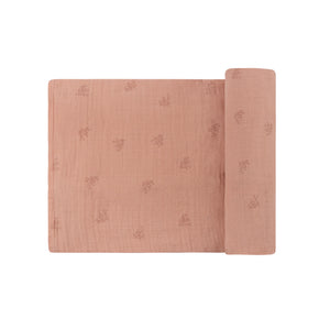 Ely's & Co Pink Leaf Muslin Swaddle