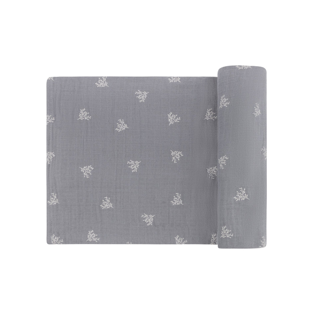 Ely's & Co Blue Leaf Muslin Swaddle