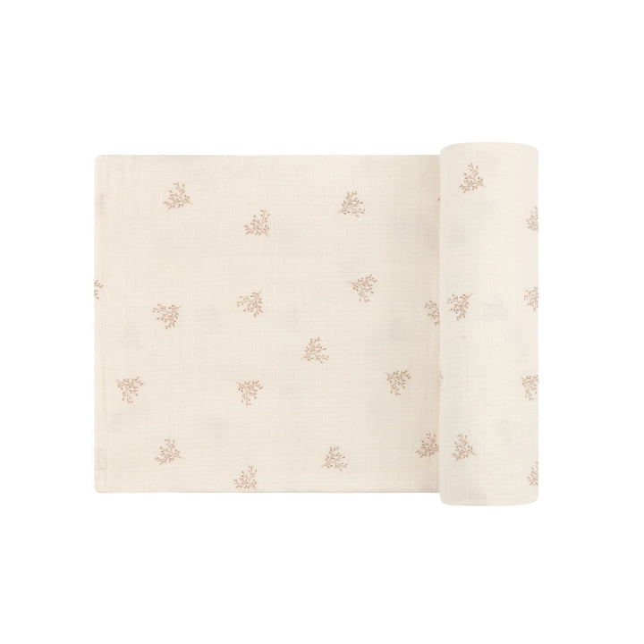 Ely's & Co Ivory Girl Leaf Muslin Swaddle