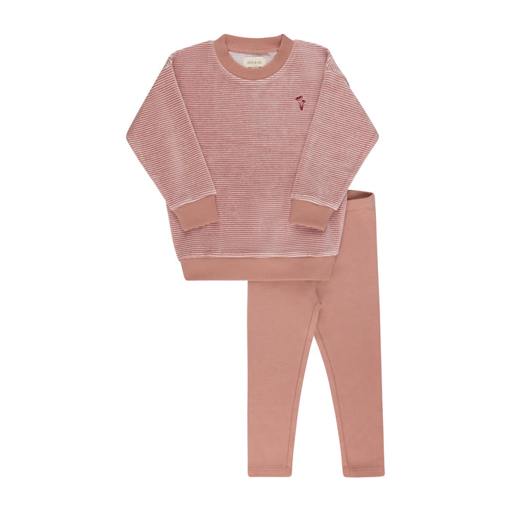 Ely's & Co Dark Pink Velour Stripe Lounge Set