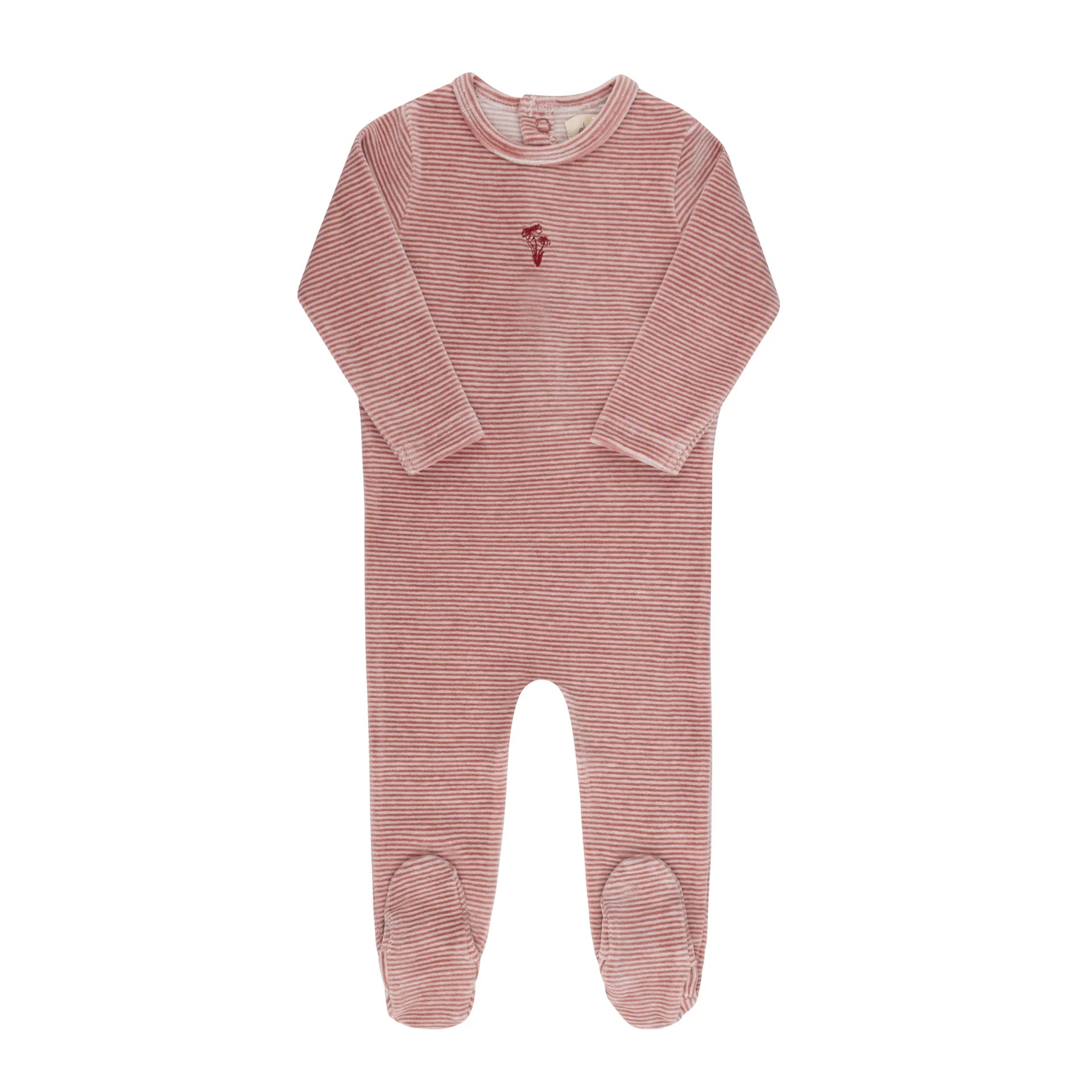 Ely's & Co Dark Pink Velour Stripe Footie