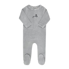 Ely's & Co Light Blue Velour Stripe Footie