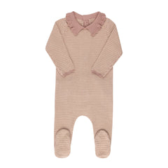 Looms Pink/Ivory Thin Stripe Footie + Bonnet