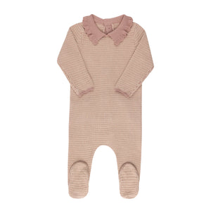 Looms Pink/Ivory Thin Stripe Footie + Bonnet