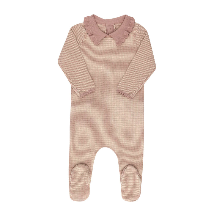 Looms Pink/Ivory Thin Stripe Footie + Bonnet