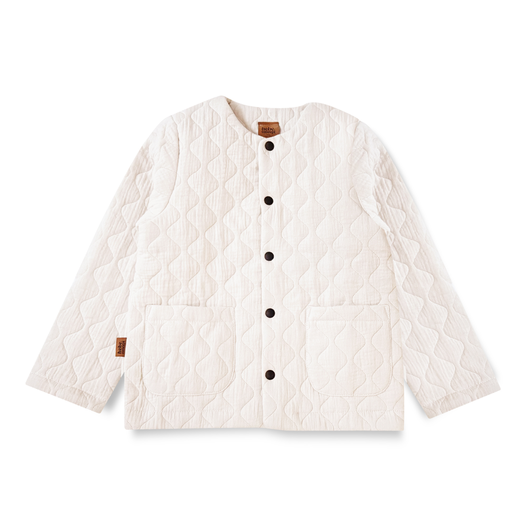 Quilted jacket with button details on a white background