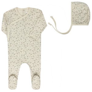 Ely's & Co Ivory/SageVine Footie + Bonnet