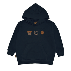 Hebe Navy Blue Hoodie with Placement