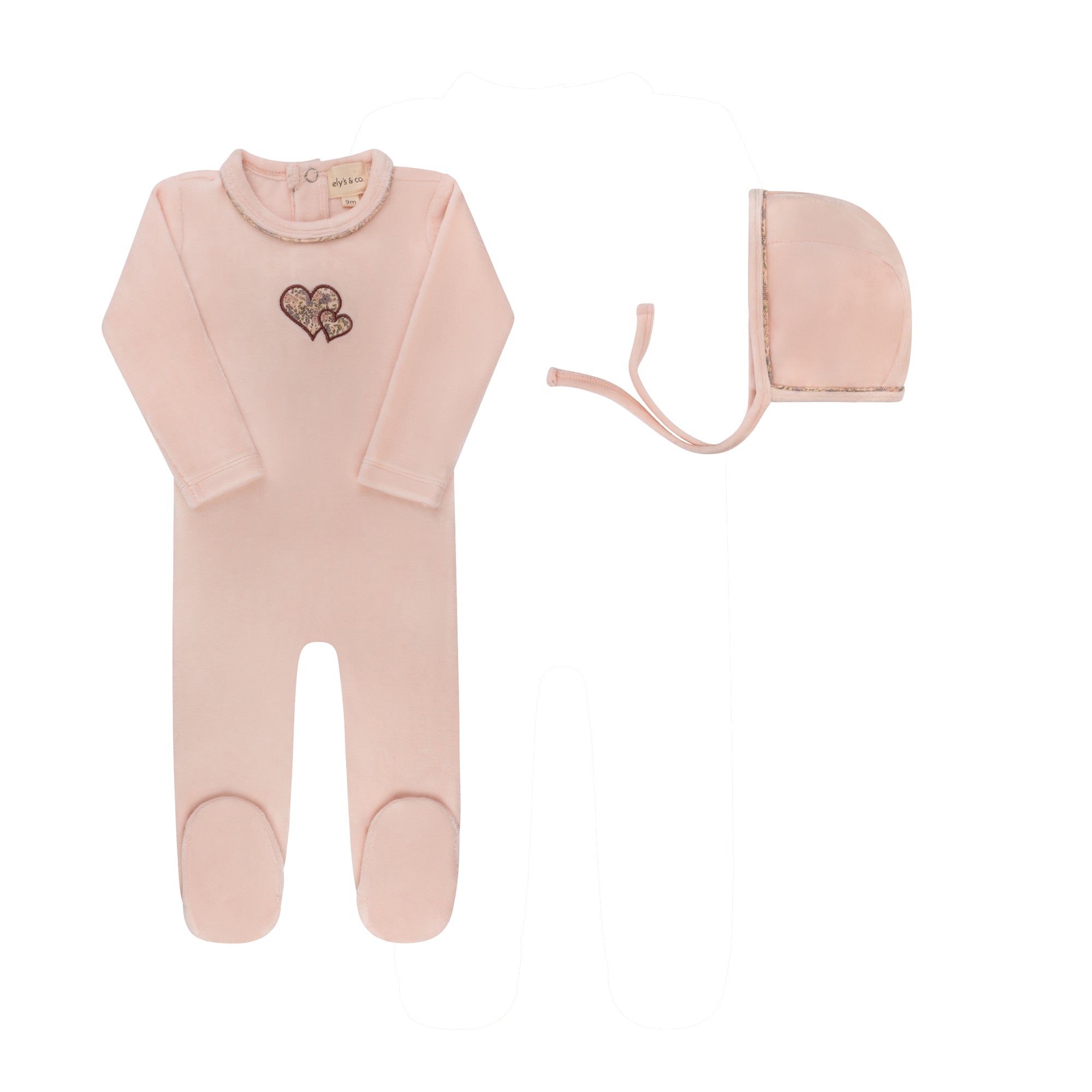 Ely’s & Co. – Girl Embroidered Liberty Footie + Hat | Pink