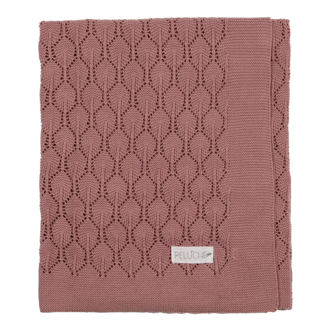 Peluche Secret Garden Collection Mauve Chunky Pointelle Knit Blanket