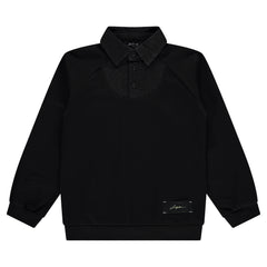 JayBee Black Mock Denim Collared Sweatshirt