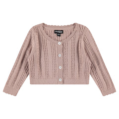 JayBee Dusty Pink Scallop Trim Cropped Sweater