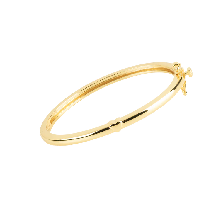 Gold Bangle with Gold Heart