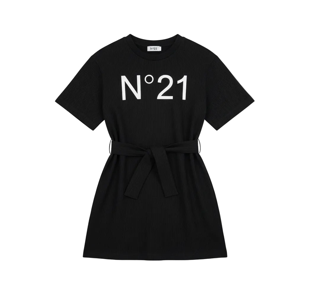 Girls Logo T-Shirt Dress With Tie Belt by N21 – Short Sleeve Casual Wear