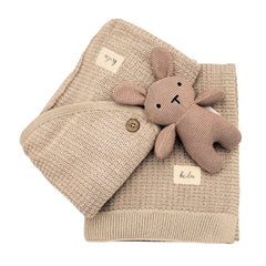 Kidu 100% Organic Cotton Knitted Baby Blanket Gift Set