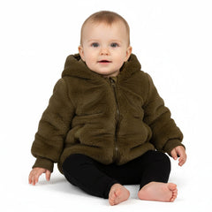 Pramie Kids Tan Fur-Trim Puffer Jacket for Boys & Girls | Chic Winter Outerwear