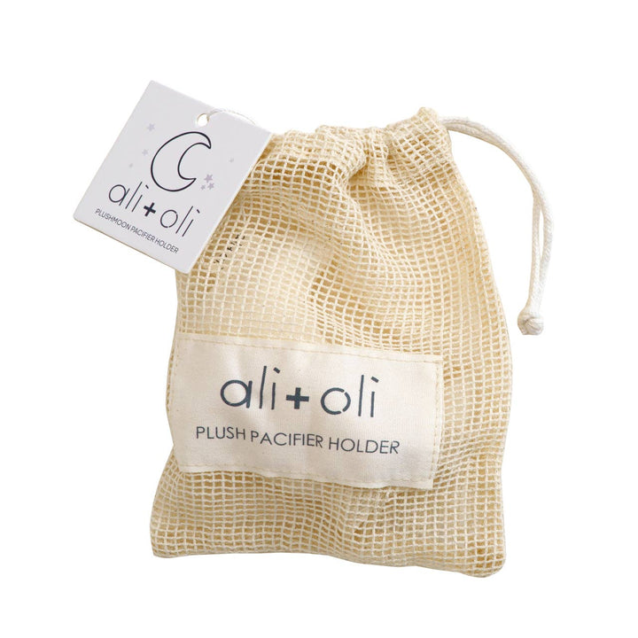 Ali+Oli - Plush Moon Pacifier Holder (Muslin Ivory)