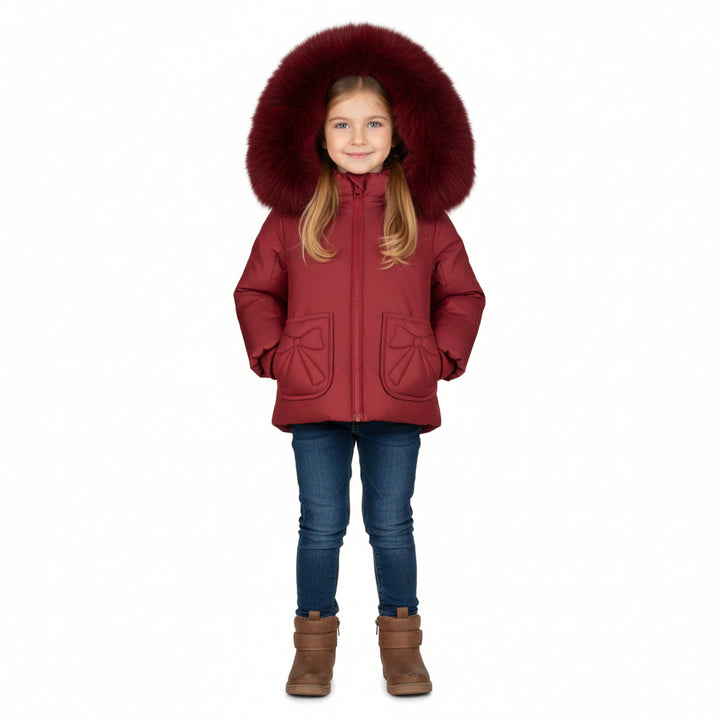 Little Girls Red Bow Jacket – Vintage Style Winter Coat for Toddlers & Kids 12m–7y  | Pramie