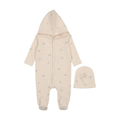 Mema Knits Vine Print Hooded Footie + Beanie