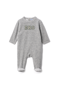 Whipped Cocoa Grey Mix Baby Bro Velour Footie
