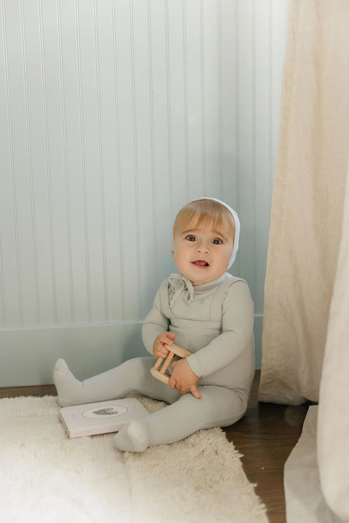 Ely's & Co Blue Embroidered Collar Bodysuit + Overall + Bonnet
