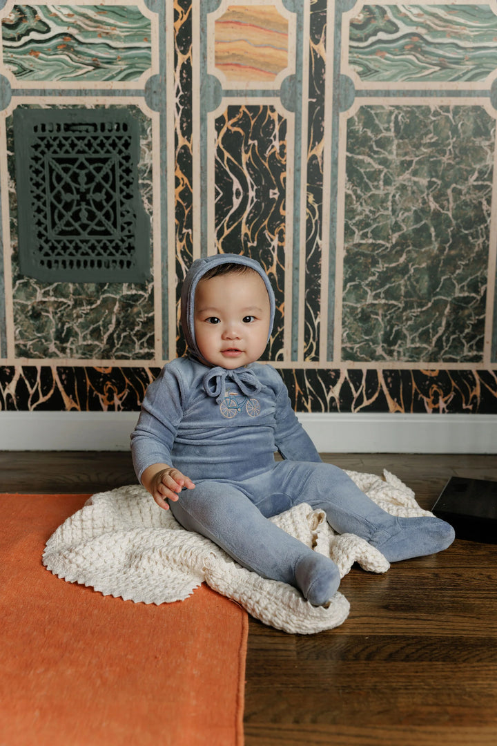 Aurora Blue Velour Bicycle Footie