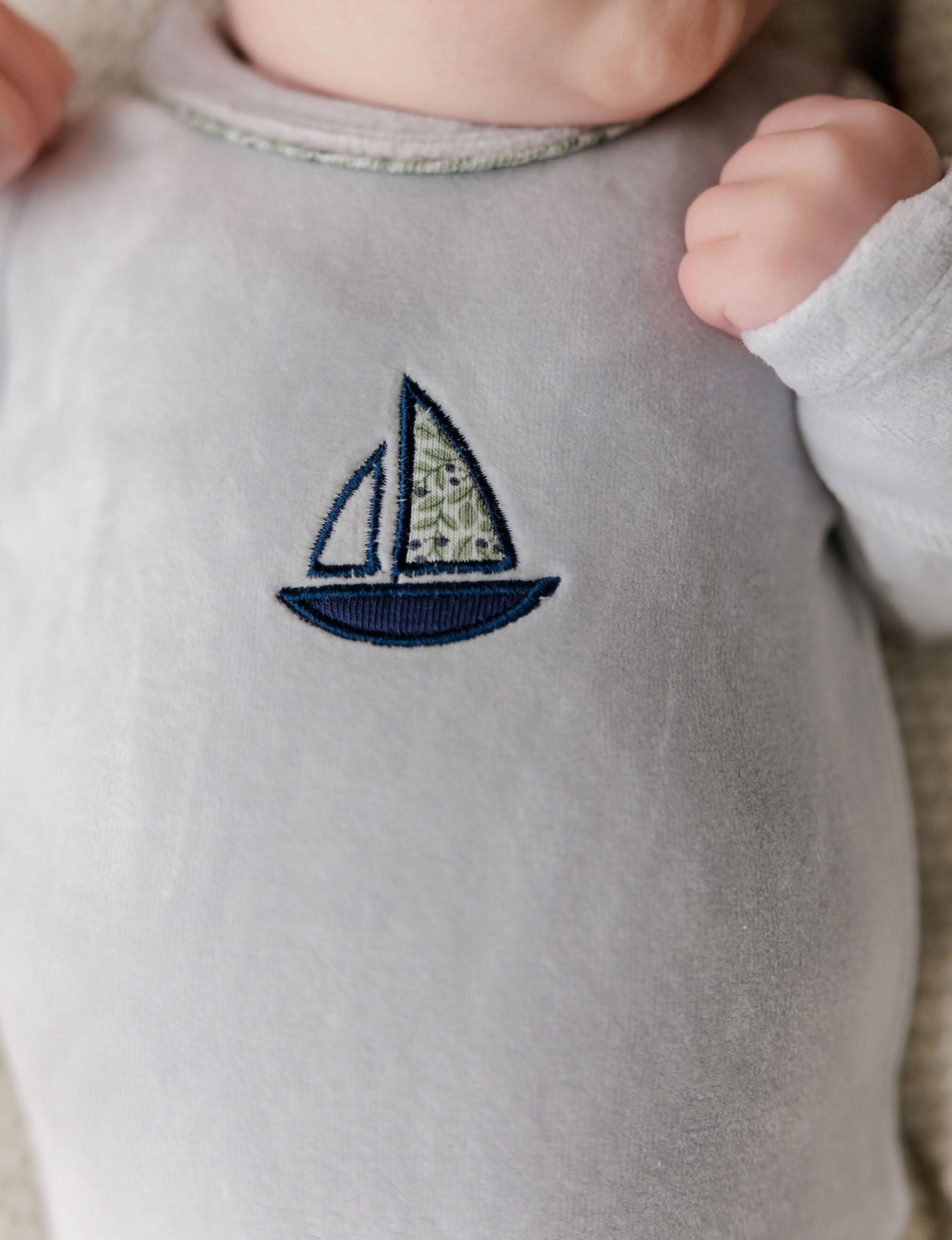 Ely's & Co Blue Embroidered Berry Footie + Hat