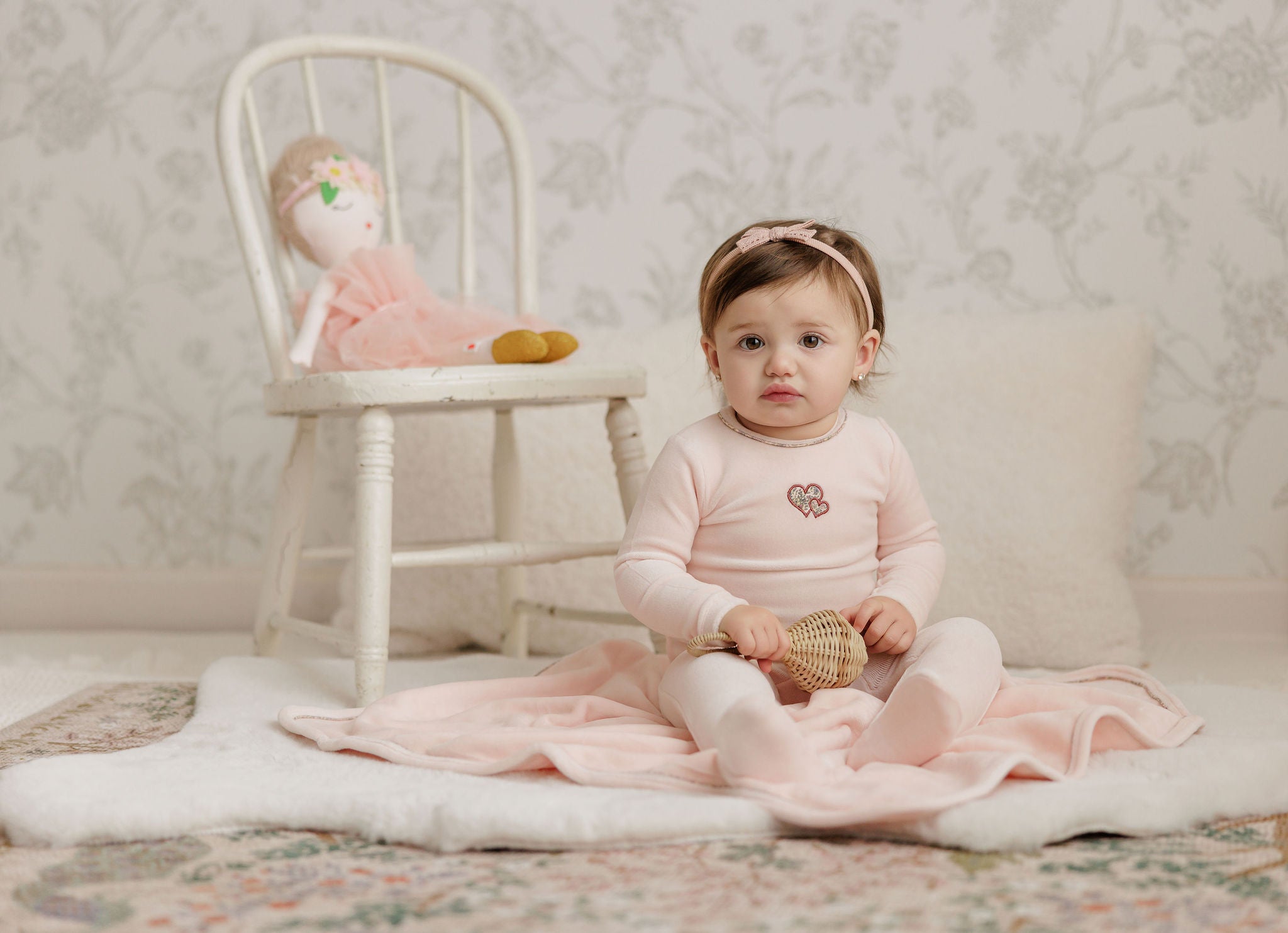 Ely’s & Co. – Girl Embroidered Liberty Footie + Hat | Pink