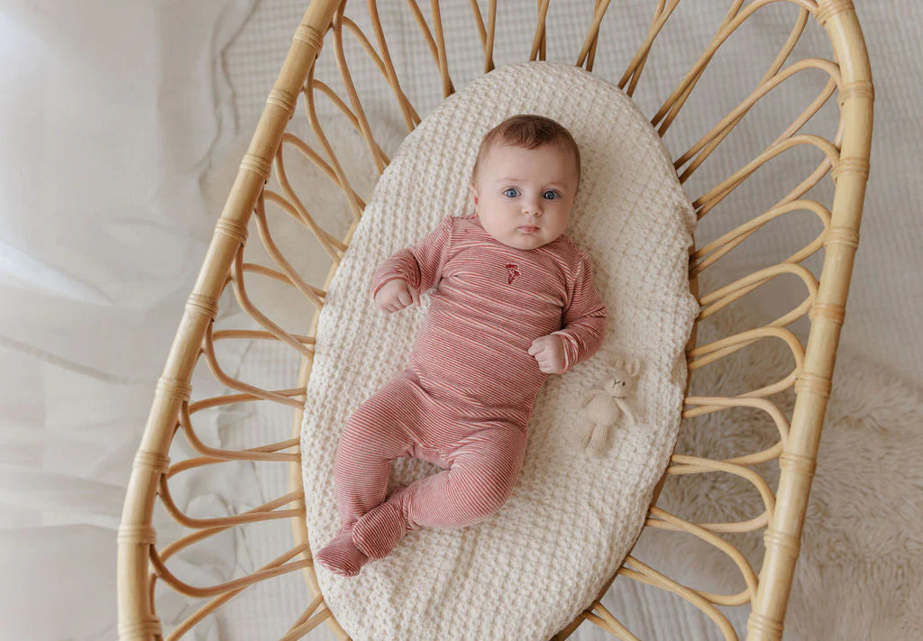 Ely's & Co Dark Pink Velour Stripe Footie
