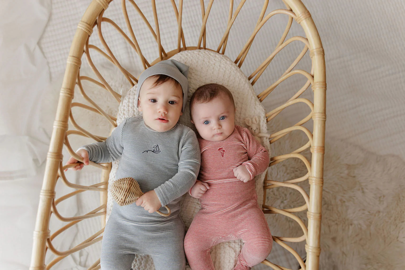 Ely's & Co Dark Pink Velour Stripe Footie
